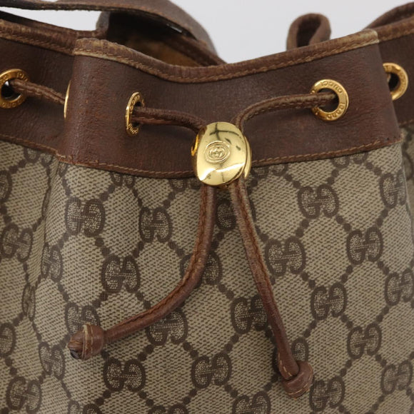 GUCCI GG Supreme Umhängetasche PVC Beige Gold Auth ARZ789