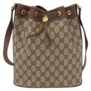 GUCCI GG Supreme Shoulder Bag PVC Beige Gold Auth ARZ789-2