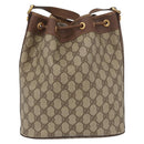 GUCCI GG Supreme Shoulder Bag PVC Beige Gold Auth ARZ789-3
