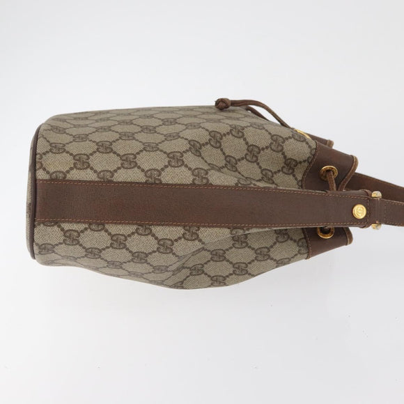 GUCCI GG Supreme Umhängetasche PVC Beige Gold Auth ARZ789
