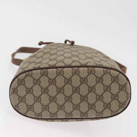 GUCCI GG Supreme Shoulder Bag PVC Beige Gold Auth ARZ789