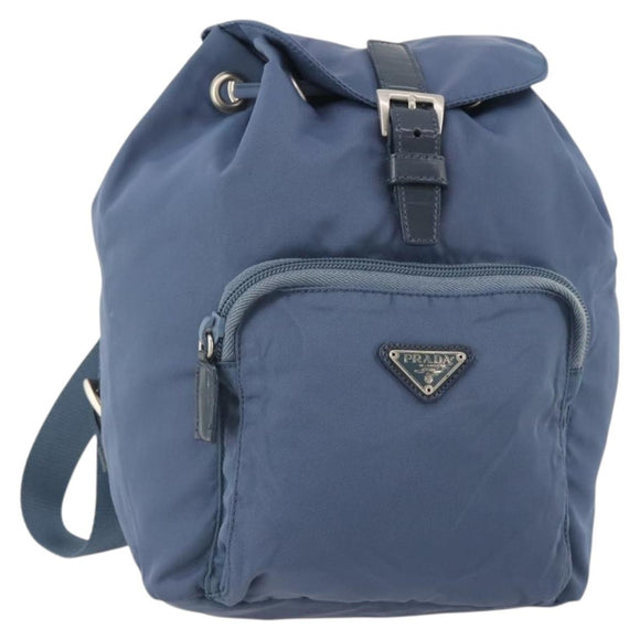 PRADA Backpack Nylon Light Blue Silver Auth ARZ796