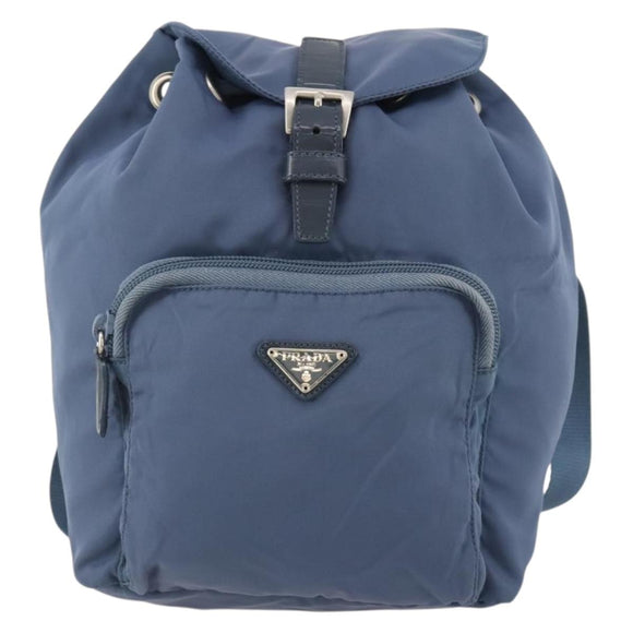 PRADA Backpack Nylon Light Blue Silver Auth ARZ796