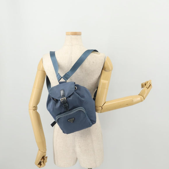 PRADA Backpack Nylon Light Blue Silver Auth ARZ796
