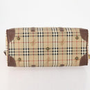 Burberrys Nova Check Boston Bag PVC 2way Beige Gold Auth ARZ799-5