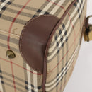 Burberrys Nova Check Boston Bag PVC 2way Beige Gold Auth ARZ799-10