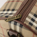 Burberrys Nova Check Boston Bag PVC 2way Beige Gold Auth ARZ799-11