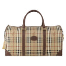 Burberrys Nova Check Boston Bag PVC 2way Beige Gold Auth ARZ799-13