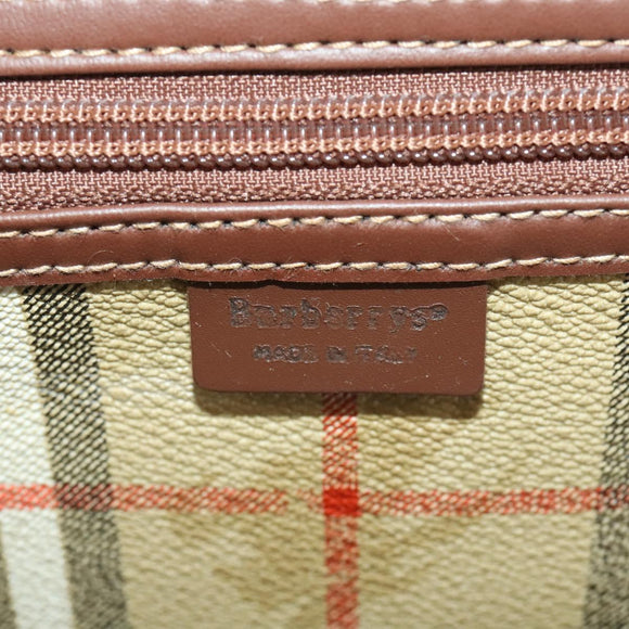 Burberrys Nova Check Boston Bag PVC 2way Beige Gold Auth ARZ799