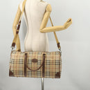 Burberrys Nova Check Boston Bag PVC 2way Beige Gold Auth ARZ799-24
