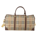 Burberrys Nova Check Boston Bag PVC 2way Beige Gold Auth ARZ799-2