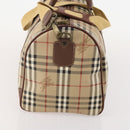 Burberrys Nova Check Boston Bag PVC 2way Beige Gold Auth ARZ799-4