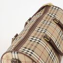 Burberrys Nova Check Boston Bag PVC 2way Beige Gold Auth ARZ799-6