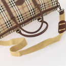 Burberrys Nova Check Boston Bag PVC 2way Beige Gold Auth ARZ799-7