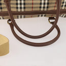 Burberrys Nova Check Boston Bag PVC 2way Beige Gold Auth ARZ799-9