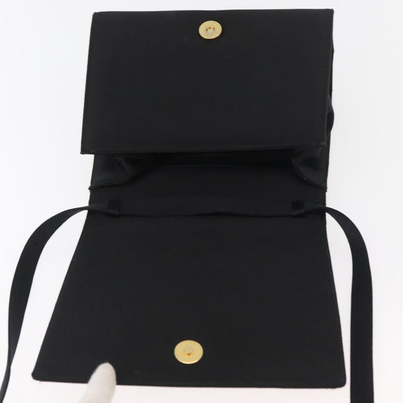 Salvatore Ferragamo Vala Shoulder Bag Satin Black Gold Auth ARZ811