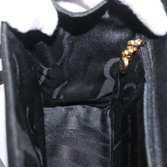 Salvatore Ferragamo Vala Shoulder Bag Satin Black Gold Auth ARZ811