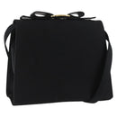 Salvatore Ferragamo Vala Shoulder Bag Satin Black Gold Auth ARZ811-1