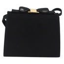 Salvatore Ferragamo Vala Shoulder Bag Satin Black Gold Auth ARZ811-2