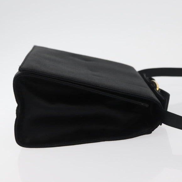 Salvatore Ferragamo Vala Shoulder Bag Satin Black Gold Auth ARZ811