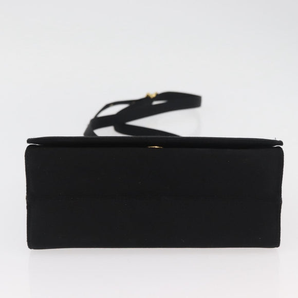 Salvatore Ferragamo Vala Shoulder Bag Satin Black Gold Auth ARZ811