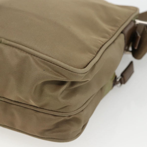PRADA Shoulder Bag Nylon Khaki Silver Auth ARZ817