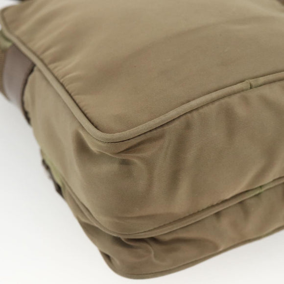 PRADA Shoulder Bag Nylon Khaki Silver Auth ARZ817