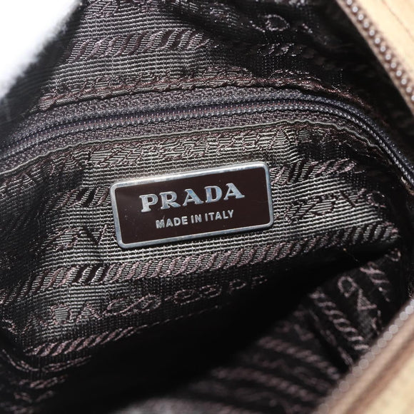 PRADA Shoulder Bag Nylon Khaki Silver Auth ARZ817