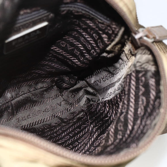 PRADA Shoulder Bag Nylon Khaki Silver Auth ARZ817
