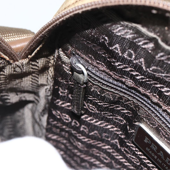 PRADA Shoulder Bag Nylon Khaki Silver Auth ARZ817