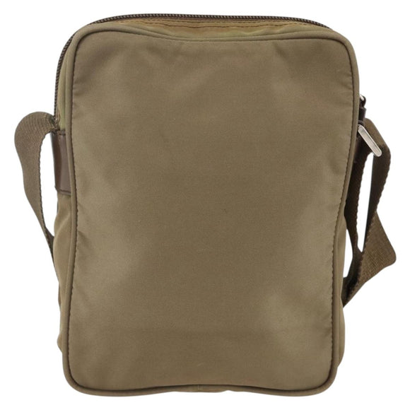 PRADA Shoulder Bag Nylon Khaki Silver Auth ARZ817
