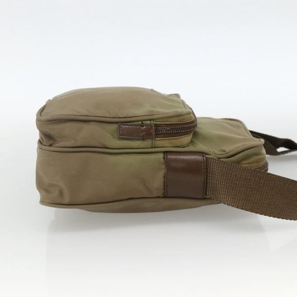 PRADA Shoulder Bag Nylon Khaki Silver Auth ARZ817