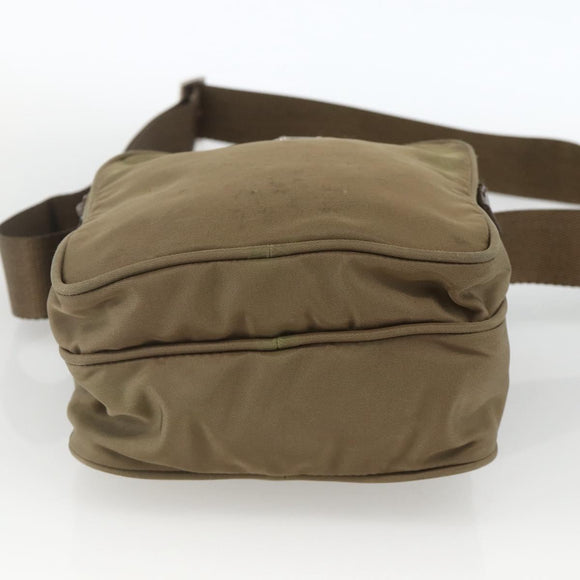 PRADA Shoulder Bag Nylon Khaki Silver Auth ARZ817