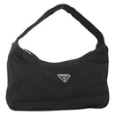 PRADA Hand Pouch Nylon Black Silver Auth ARZ818-1