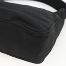 PRADA Hand Pouch Nylon Black Silver Auth ARZ818-9