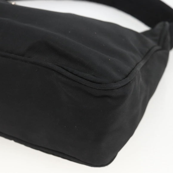PRADA Hand Pouch Nylon Black Silver Auth ARZ818