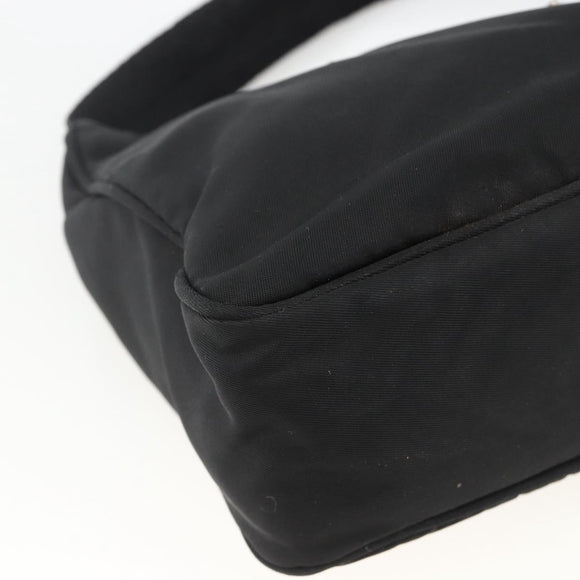 PRADA Hand Pouch Nylon Black Silver Auth ARZ818