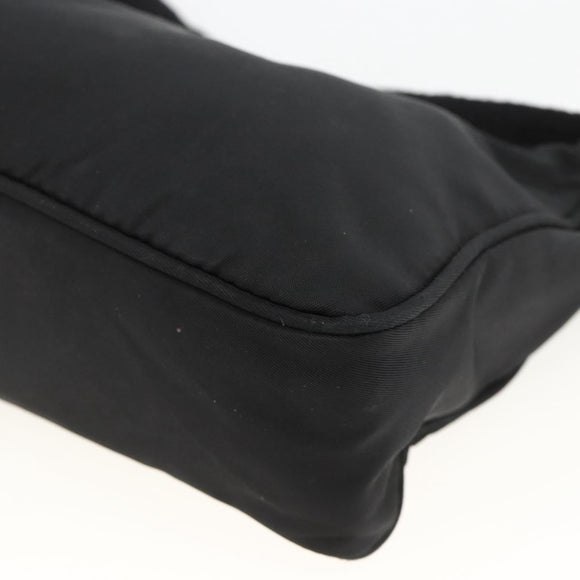 PRADA Hand Pouch Nylon Black Silver Auth ARZ818