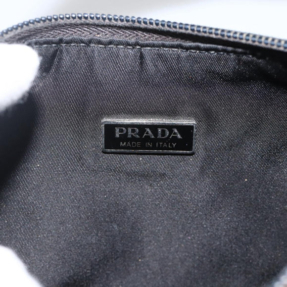 PRADA Hand Pouch Nylon Black Silver Auth ARZ818