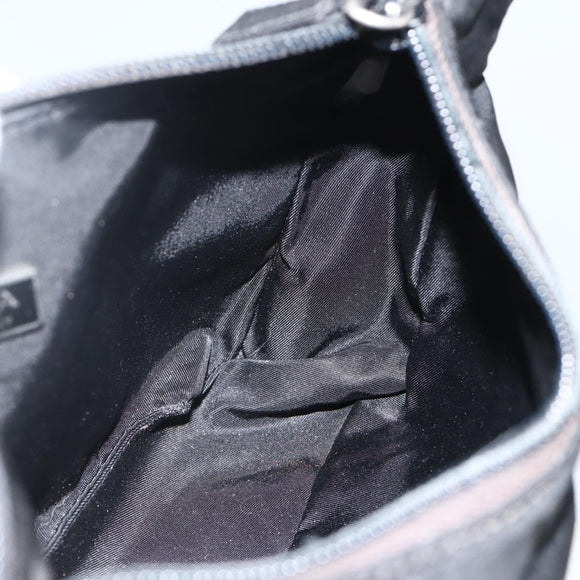 PRADA Hand Pouch Nylon Black Silver Auth ARZ818