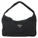 PRADA Hand Pouch Nylon Black Silver Auth ARZ818-13