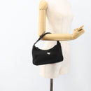 PRADA Hand Pouch Nylon Black Silver Auth ARZ818-21
