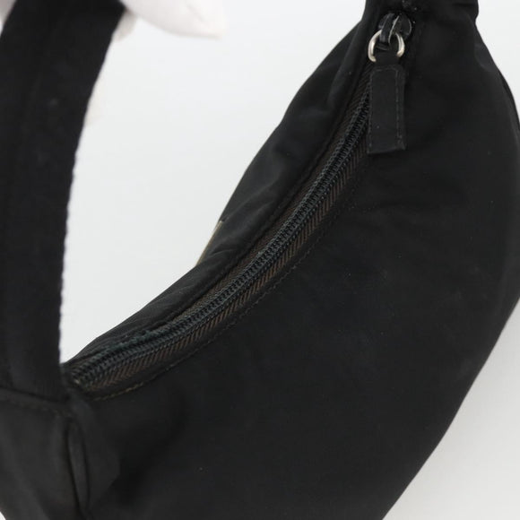 PRADA Hand Pouch Nylon Black Silver Auth ARZ818