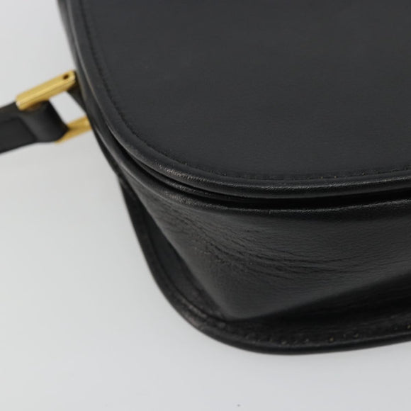 Christian Dior Shoulder Bag Leather Black Gold Auth ARZ819