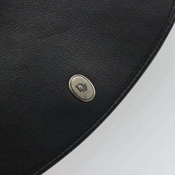 Christian Dior Shoulder Bag Leather Black Gold Auth ARZ819