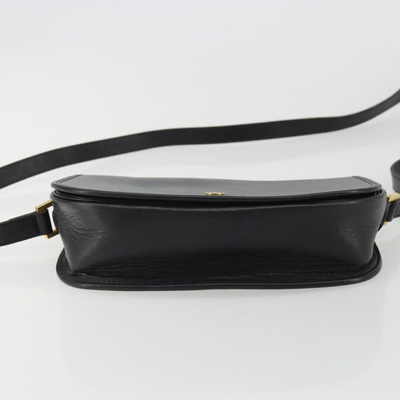 Christian Dior Shoulder Bag Leather Black Gold Auth ARZ819