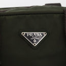PRADA Hand Bag Nylon Khaki Silver Auth ARZ822-18