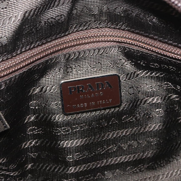 PRADA Hand Bag Nylon Khaki Silver Auth ARZ822