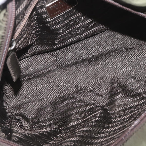 PRADA Hand Bag Nylon Khaki Silver Auth ARZ822