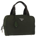 PRADA Hand Bag Nylon Khaki Silver Auth ARZ822-1